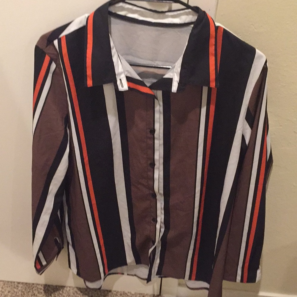 Button up striped top